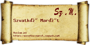 Szvatkó Marót névjegykártya